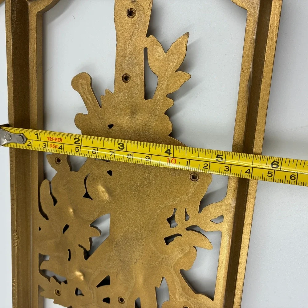 Vtg 1964 Burwood Products Gold‎ Musical Wall Plaques Pair USA MCM Plastic 14x5.5